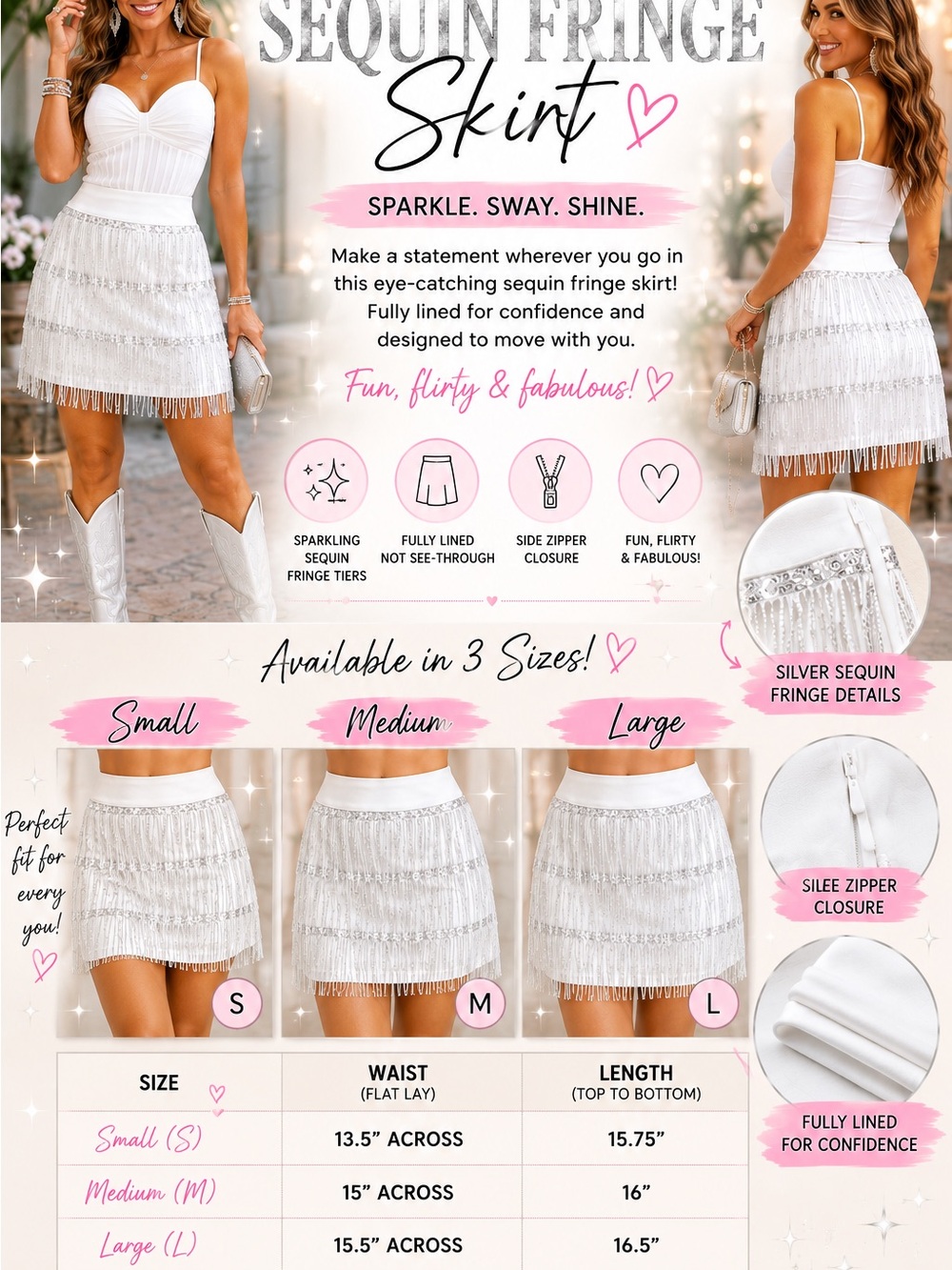 Main Strip Silver Sequin Fringe Mini Skirt